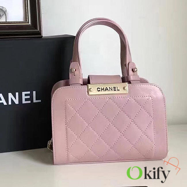 Chanel Small Label Click leather Shopping Bag Pink A93731 VS09584 20cm - 1