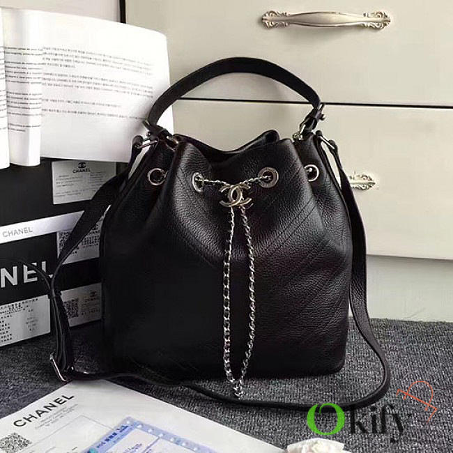 Chanel Calfskin Bucket Bag Balck BagsAll A93597 VS09161 - 1