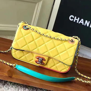 Chanel Yellow Multicolor Small Flap Bag A150301 23cm