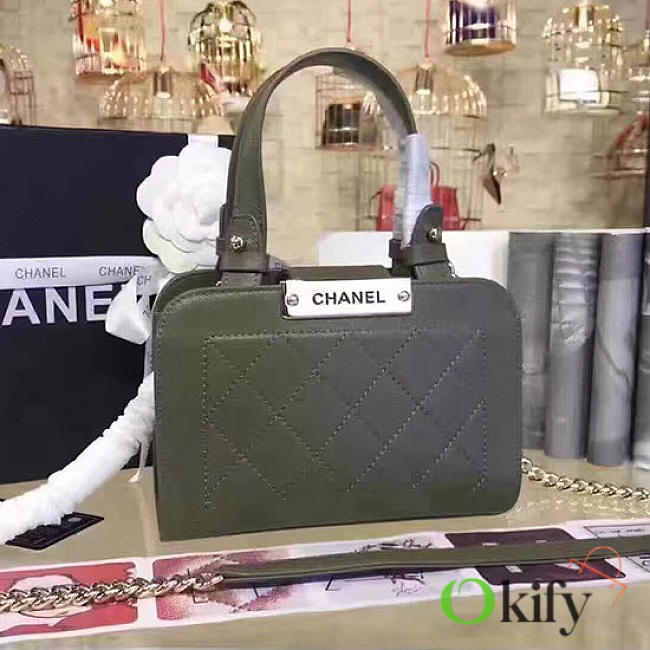 Chanel Small Label Click leather Shopping Bag Green A93731 VS03641 20cm - 1