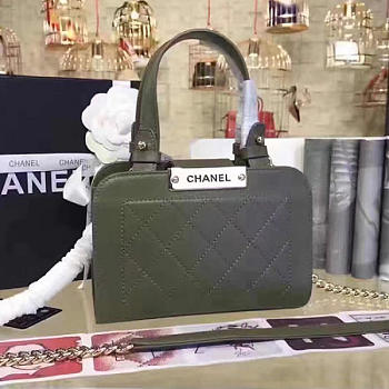 Chanel Small Label Click leather Shopping Bag Green A93731 VS03641 20cm