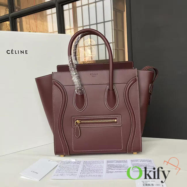 BagsAll Celine Leather Micro Luggage Z1070 Red Wine 26cm - 1