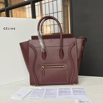 BagsAll Celine Leather Micro Luggage Z1070 Red Wine 26cm