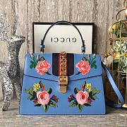 Gucci Sylvie Blue Leather Bag 31.5cm - 1