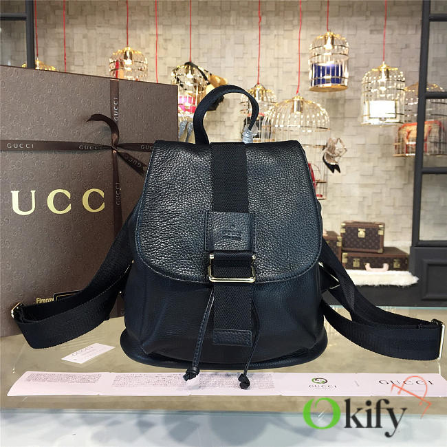 Gucci GG Leather Backpack 27.5 Black 03 - 1
