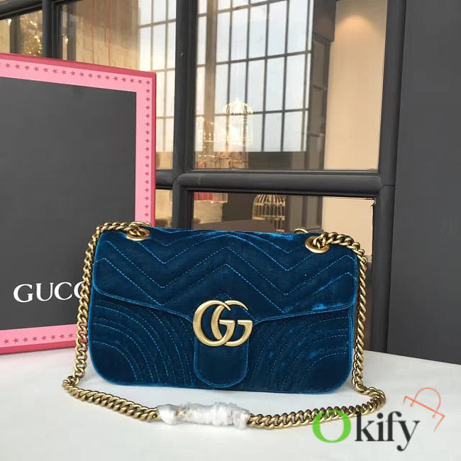 Gucci GG Marmont 26 Matelassé Leather Blue Turquoise 2429 - 1