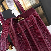 YSL Sac De Jour 26 Red Wine Crocodile Embossed Shiny Leather BagsAll  - 5