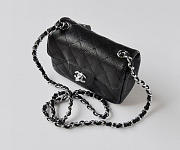 CC Caviar Leather Flap Bag With Silver Hardware Black 17.5cm - 6