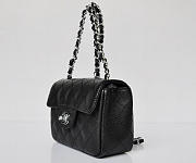 CC Caviar Leather Flap Bag With Silver Hardware Black 17.5cm - 5