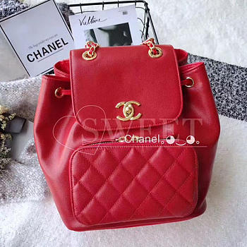 Chanel Grained Calfskin Gold-Tone Metal Backpack 26 Red BagsAll