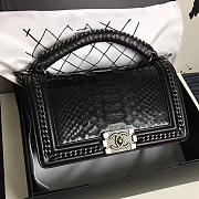 Chanel Snake Embossed Le Boy 25 Top Handle Black Silver A14041 VS06643 - 1