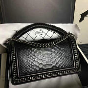 Chanel Snake Embossed Le Boy 25 Top Handle Black Silver A14041 VS06643 - 2