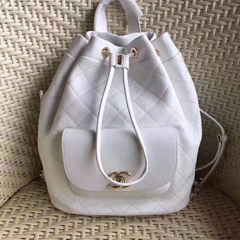 Chanel Calfskin Gold-Tone Metal Backpack White BagsAll A98235 VS08529