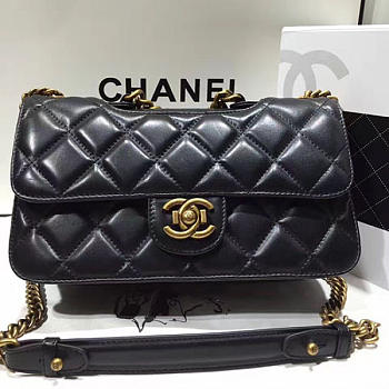 Chanel Quilted Calfskin Perfect Edge Bag Gold Black A14041 VS02054 26.5cm