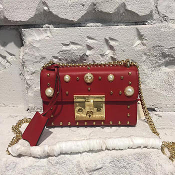Gucci Padlock 19.5 studded pearl red 2624