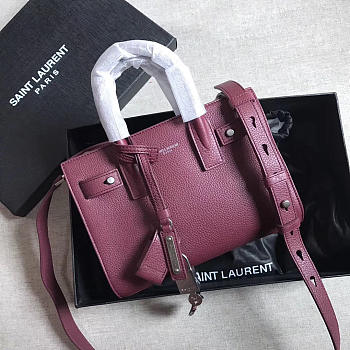 YSL Classic Sac De Jour Nano 22 Red Wine Grained Leather BagsAll 