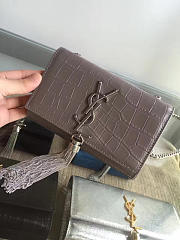 YSL Monogram Kate Silver Tassel In Embossed Crocodile Shiny Leather- BagsAll 5039 - 6