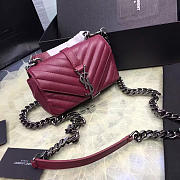 YSL Quilted Monogram College 18 Wine Red 5064 - 1