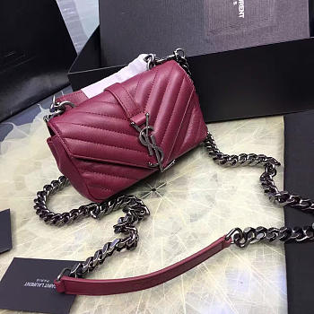 YSL Quilted Monogram College 18 Wine Red 5064