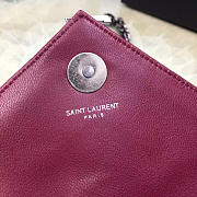 YSL Quilted Monogram College 18 Wine Red 5064 - 4