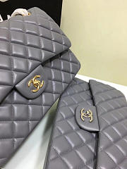 CHANEL Lambskin Leather Flap Bag Gold/Silver Grey 30cm  - 4
