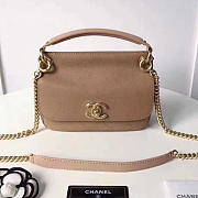 Chanel Grained Calfskin Mini Top Handle Flap Bag Beige A93756 21cm - 1
