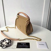 Chanel Grained Calfskin Mini Top Handle Flap Bag Beige A93756 21cm - 3