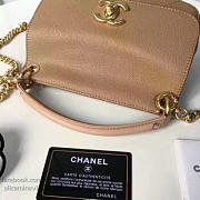 Chanel Grained Calfskin Mini Top Handle Flap Bag Beige A93756 21cm - 5