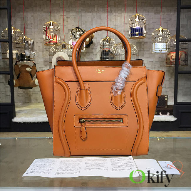 BagsAll Celine Leather Micro Luggage Orange Z1076 26.5cm  - 1