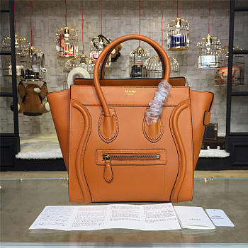 BagsAll Celine Leather Micro Luggage Orange Z1076 26.5cm 