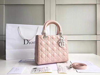 bagsAll Lady Dior Medium 24 Light Pink Silver Tone 1575