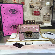 Gucci GG Leather 20 Pearl Padlock studded Ophidia Pink 2386 - 1