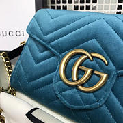 Gucci GG Marmont Velvet Leather WOC Blue Touquoise 2568 20cm  - 6