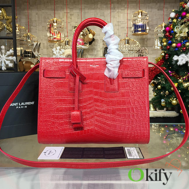 YSL Sac De Jour 31.5 Red Crocodile Embossed Leather BagsAll 4870 - 1