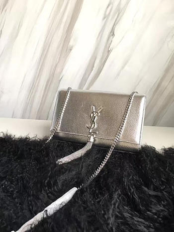 YSL Kate Cain Wallet With Tassel In Crinkled Metallic Leather BagsAll 5003