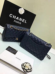 CHANEL Calfskin Leather Flap Bag Gold/Silver Royalblue BagsAll 25cm - 4