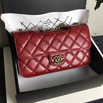 Chanel Red Oil Wax Leather 26.5 Perfect Edge Bag Red VS05760