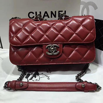 Chanel Quilted Calfskin Perfect Edge Bag Red Silver A14041 VS01256 26.5cm