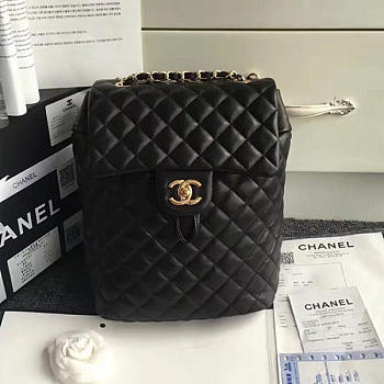 Chanel Caviar Quilted Lambskin 24 Backpack Black Gold Hardware 
