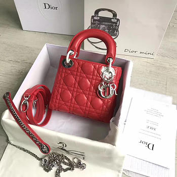bagsAll Lady Dior Mini Red/Silver 1553