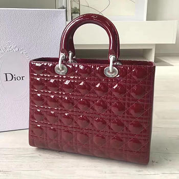 bagsAll Lady Dior Large 32 Red Wine Shiny Silver Tone 1600
