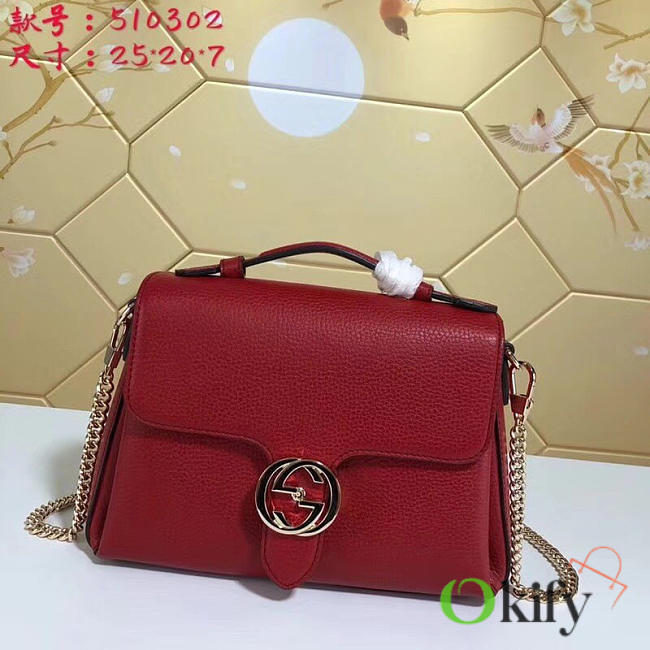 Gucci GG Flap Shoulder Bag On Chain Red BagsAll 5103032 - 1