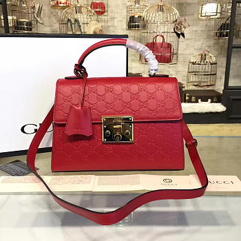 Gucci Padlock 28 Embossed Red Leather 2161