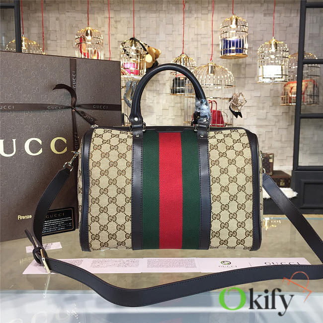 Gucci GG Ophidia Canvas 33 Supreme Handle Bag 2219 - 1