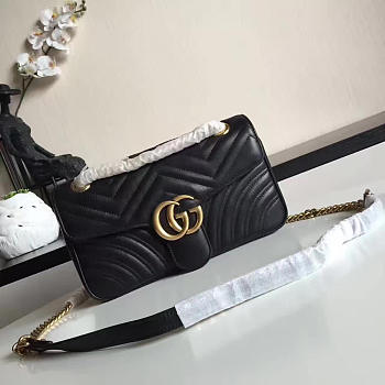 Gucci GG Marmont 26 Matelassé Black Leather 2268