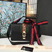 Gucci Sylvie Leather Black Bag Z2344 25cm - 1