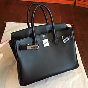 Hermes Birkin Box Leather Black/Silver BagsAll Z2956 30cm - 2
