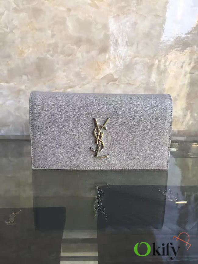 YSL MONOGRAM KATE Clutch GRAIN DE POUDRE EMBOSSED LEATHER BagsAll 4967 - 1