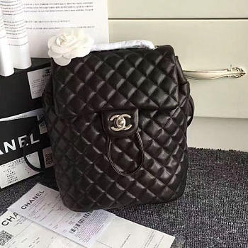 Chanel Caviar Quilted Lambskin 24 Backpack Black Silver Hardware 170302 VS06576