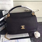 Chanel Grained Calfskin Large Top Handle Flap Bag Black A93757 28cm - 1